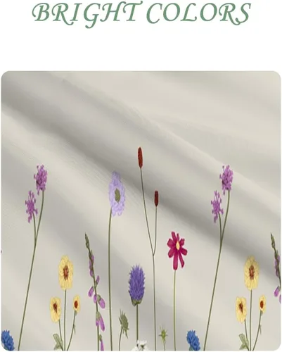 Vista 4 de Yeele Cortina de ducha floral de 36x72 pulgadas, juego de baño retro bonito con flores silvestres de acuarela, cortina de baño natural botánica