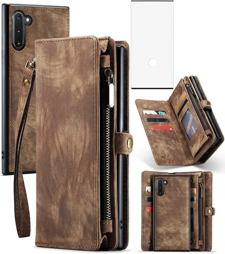 Vista 8 de Asuwish Funda de teléfono para Samsung Galaxy Note 10 Glaxay Note10 5G con cremallera, funda desmontable con protector de pantalla de vidrio