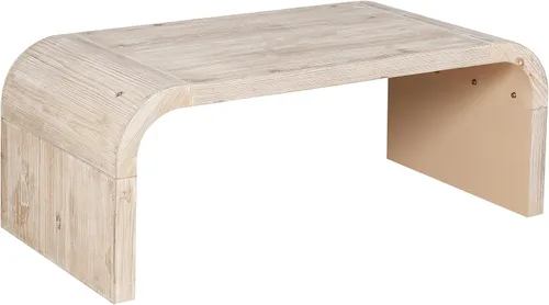 Vista 7 de Mesa de centro de madera para sala de estar, mesa de centro de artesanía vintage de granja, mesa de centro curvada de diseño Art Deco, mesas de té