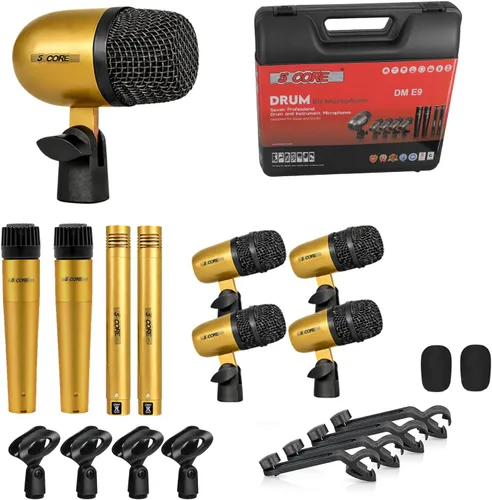 Vista 13 de 5 CORE Juego de micrófonos de batería de 9 piezas con 5 micrófonos de percusión dinámicos Kick Bass, Tom/Snare y 4 condensadores Hi Hat & Platillos