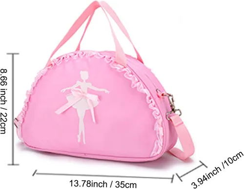 Vista 2 de Linda mochila de ballet para danza tutú, bolsa de baile, bolsa de baile, impermeable, pequeña, bolsa de ballet, bolsa de gimnasio (morado)