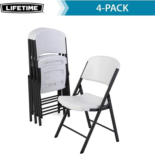 Vista 4 de Lifetime Silla plegable contorneada de grado comercial, color blanco (paquete de 4)