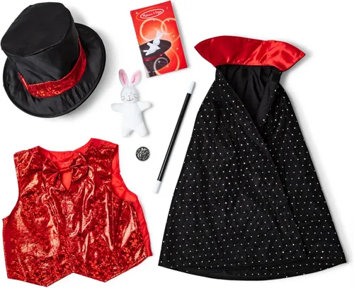 Vista 6 de Melissa & Doug Magician Costume Role Play Set - Includes Hat, Cape, Wand, Magic Tricks