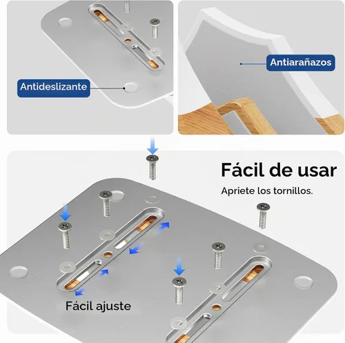 Vista 7 de AFOOYO Soporte vertical doble para laptop, soporte ajustable de madera en forma de pico de nieve, base de escritorio con 2 ranuras compatible