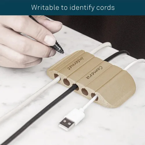 Vista 5 de Cable Station Pro - Soporte de cable e identificador para HDMI, centro multimedia en mesas de escritorio, color beige