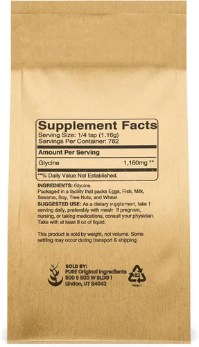 Vista 2 de Pure Original Ingredients Polvo de glicina (2 libras) sin OMG, aminoácidos no esenciales, sin alérgenos