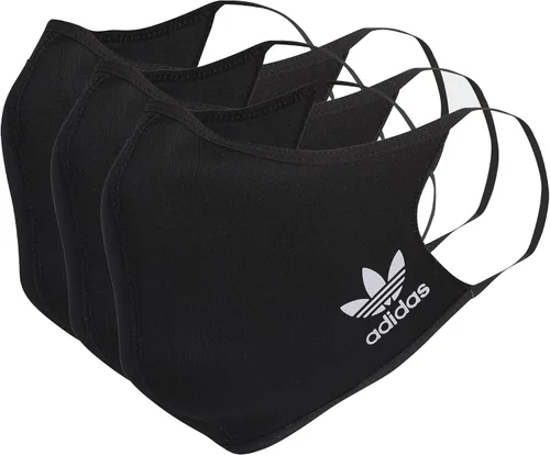 Vista 2 de adidas Originals - Cubrebocas deportivo de 3 rayas para hombre, paquete de 3, color negro (mediano)