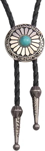 Vista 375 de Jeilwiy Corbata de bolo para hombre, corbata de vaquero occidental, collar de corbata de bolo dorado, corbata de cuero, corbata de Halloween
