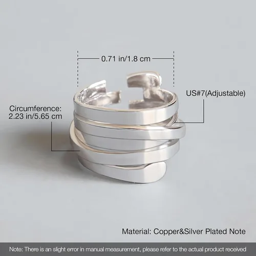 Vista 178 de Anillo de plata de ley 925, minimalista, ajustable, hecho a mano, para mujeres y niñas