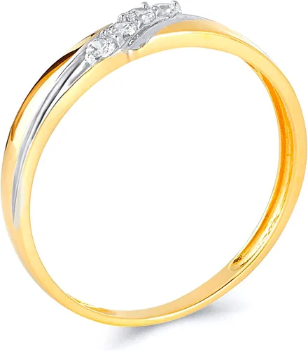 Vista 6 de Anillo de compromiso de oro amarillo de 14 quilates y alianza de boda para mujer.