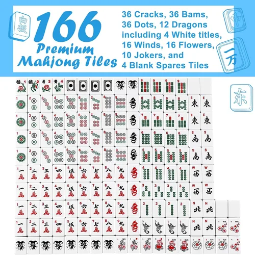 Vista 4 de Mini juego de azulejos de Mahjong americano para accesorios de regalo