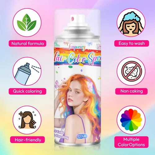 Vista 2 de Spray de color gris para el cabello – Tinte temporal para mujeres, niños