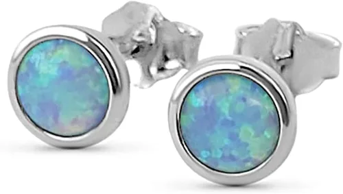 Vista 9 de Aretes de ópalo – Aretes de tuerca de 0.236 in – Aretes minimalistas de ópalo para mujer