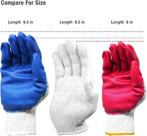 Vista 4 de CBC Crown PREMIUM Non-Slip BLUE Latex Rubber Palm Coated Work Safety Azul