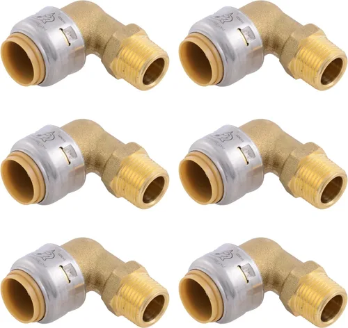 Vista 10 de SharkBite Codo de lavavajillas de 90 grados de 1/2 pulgada x 3/8 pulgadas, MNPT, empuje para conectar accesorios de plomería de latón, tubo PEX