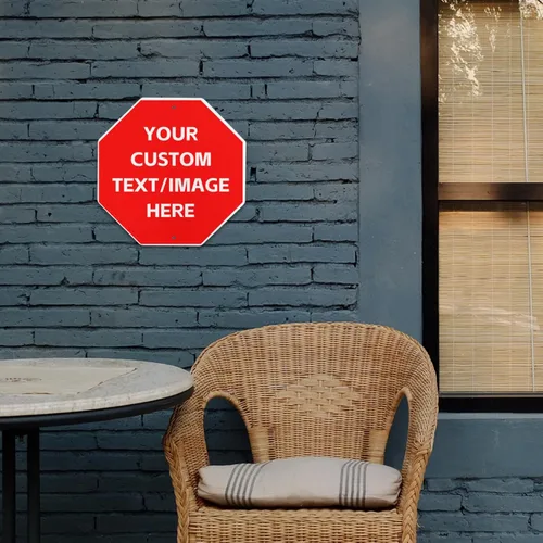 Vista 4 de Letreros personalizados para negocios al aire libre de metal con texto en inglés «Make Your Own 12X12» Letrero personalizado para jardines al aire