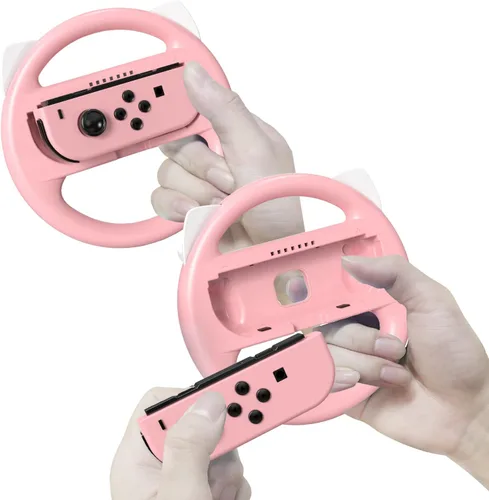 Vista 5 de momen Steering Wheels for Nintendo SwitchSwitch OLED Joy-Con Cute Racing Wheel Accessories for Switch JoyCon Controller (Pink&Blue)