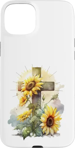 Vista 9 de Faith Christian Cross Watercolor Sunflower Flowers Case for iPhone 17