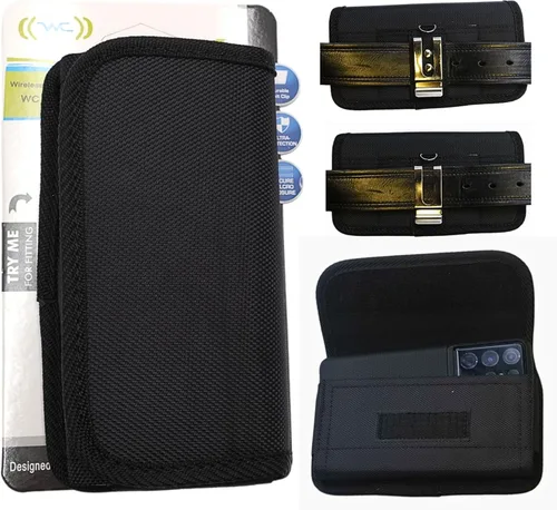 Vista 9 de Wireless City Funda horizontal de nailon resistente para teléfono con clip y bucle para cinturón, compatible con iPhone 13 Mini, 12 Mini, SE, XS, X