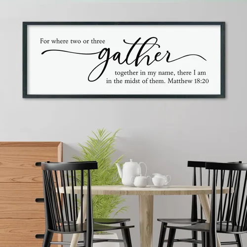 Vista 12 de LuZhiQiang Arte de pared para comedor 81,3×30,5 cm "Bless The Food Before Us" Letrero cristiano para cocina, cita familiar agradecida, cuadro grande