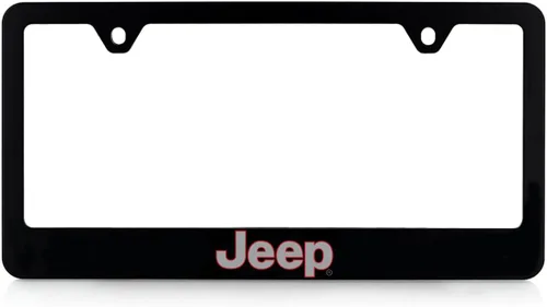 Vista 8 de Jeep Marco para matrícula con estampado UV en rosa Tuscadero y plástico negro plateado