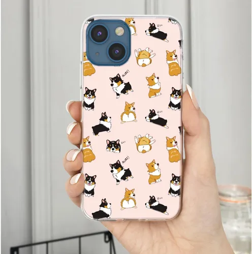 Vista 4 de Funda para iPhone 14, iPhone 13 para niñas, mujeres y hombres, a prueba de golpes, delgada, suave, TPU transparente, funda protectora con diseño Un