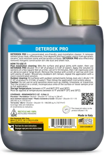 Vista 2 de FILA Surface Care Solutions DETERDEK - Removedor de neblina de lechada cementosa, eficaz contra las manchas de óxido, 1 cuarto de galón