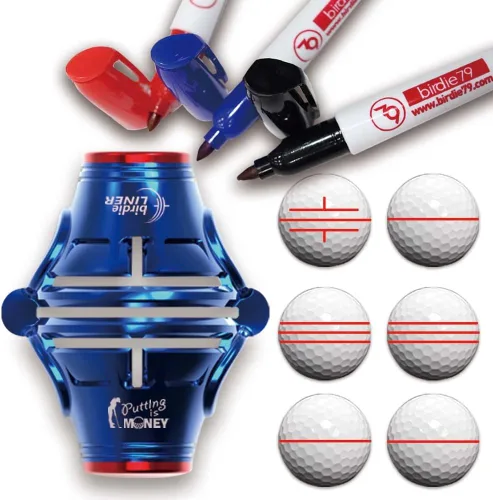 Vista 10 de BIRDIE79 360-Degree Golf Ball Marker Alignment Tool Kit with 3-Color Pens and Gift Box.