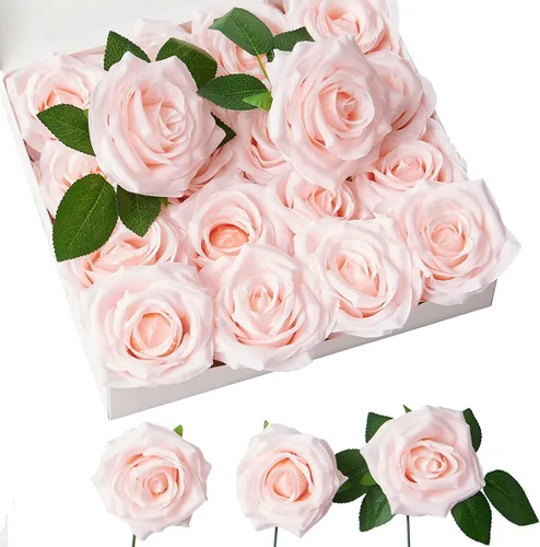 Vista 20 de Rosas artificiales, rosas artificiales, rosas artificiales de seda con tallos para ramos de boda, mesas de fiesta, centros de mesa, arreglos Negro