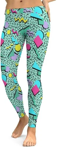 Vista 3 de Leggings artísticos de los años 80 para mujer, pantalones elásticos suaves y de cintura alta, sin costuras, para entrenamiento