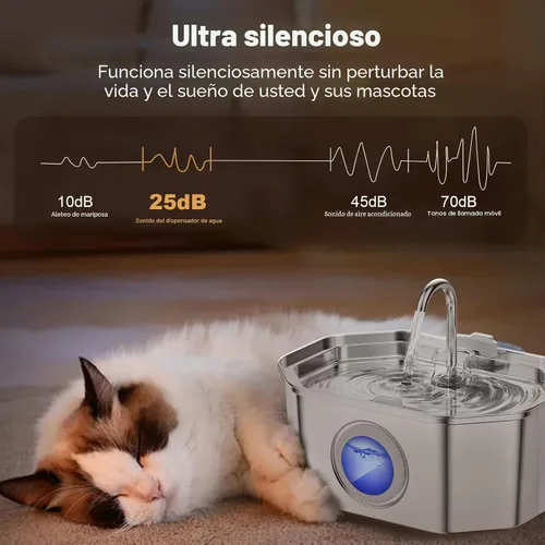 Vista 2 de Fuente de Agua para Gatos de Acero Inoxidable 108oz/3.2L, APAUK Fuente Automática para Mascotas Dispensador de Agua con Ventana de Nivel de Agua
