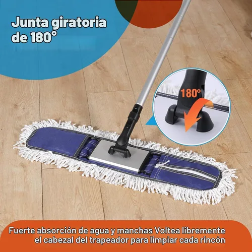 Vista 4 de CLEANHOME - Trapeador de polvo comercial de 24 pulgadas para limpieza de suelos resistente With 59” Extendable Long Handle,Hotel Gym Garage