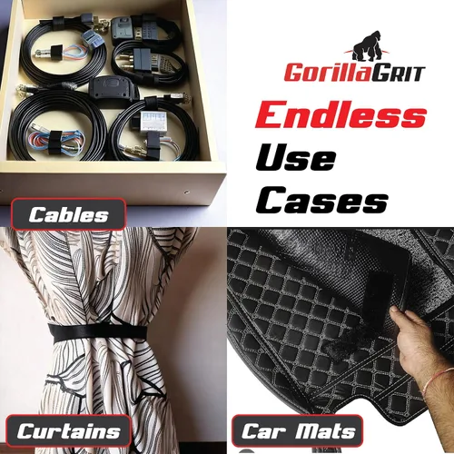 Vista 6 de Tiras de cinta autoadhesivas de gancho y bucle, correas de 1 x 4 pulgadas de ancho, cierre de cinta adhesiva resistente, 15 tiras (negro)