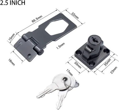 Vista 6 de Pestillo abatible de 3 mm de espesor, candado de seguridad con pestillo reforzado para puerta de granja, armario, cajón, gabinete, acero inoxidable