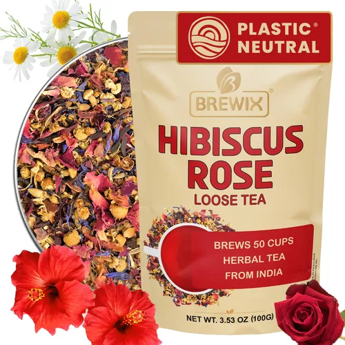 Vista 20 de BREWIX, Bedtime Blossom - Té suelto de hierbas (más de 50 tazas) sin cafeína y totalmente natural Mezcla relajante floral nocturna Rooibos