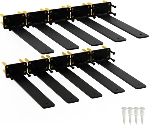 Vista 9 de Soportes de estante de 6 pulgadas, paquete de 8 soportes flotantes para estantes, soportes ocultos de acero al carbono de 1/5 pulgadas de grosor