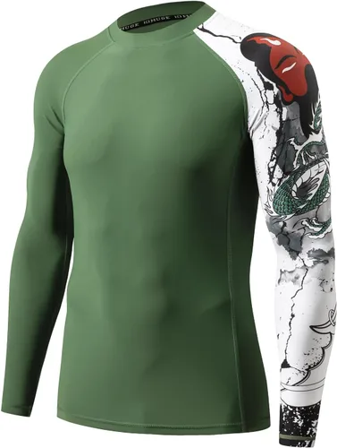 Vista 27 de HUGE SPORTS Camiseta de protección contra erupciones de manga larga para hombre UPF 50+ con protección UV, de secado rápido, con costuras