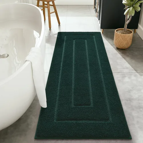 Vista 30 de HOMORE Alfombra de baño negra de 24 x 17 pulgadas, suave y absorbente, alfombra de baño pequeña, alfombra de baño lavable antideslizante para bañera