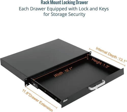 Vista 3 de Tecmojo Cajón de rack de 1U, cajón de montaje en rack para equipo de red de 19 pulgadas, rack de servidor/AV o gabinete de gabinete, cajón