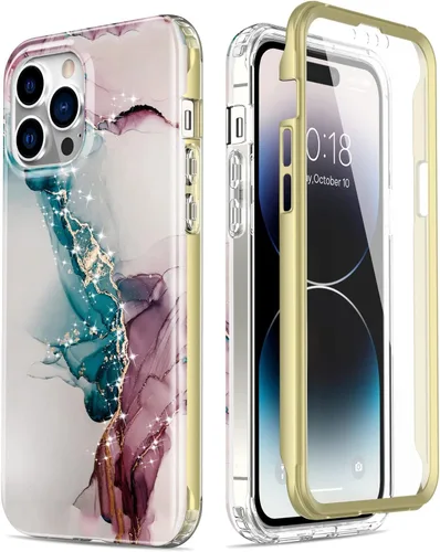 Vista 22 de Esdot Funda para iPhone 14 con Protector de Pantalla Integrado, Funda Resistente de Grado Militar con Diseños de Moda para Mujeres y Niñas, Funda