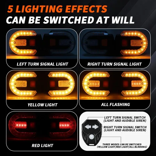 Vista 2 de 4 señales de giro para bicicletas con alarma, control remoto de carga USB, luz trasera de bicicleta integrada, 5 modos, impermeable, estroboscópica