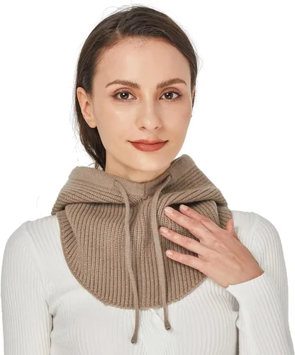 Vista 2 de Facecozy Winter Hats for Women, Wool Blend Hooded Scarf Hat for Women Balaclava Knit Skull Cap Beanie Hat Men Neck Gaiters