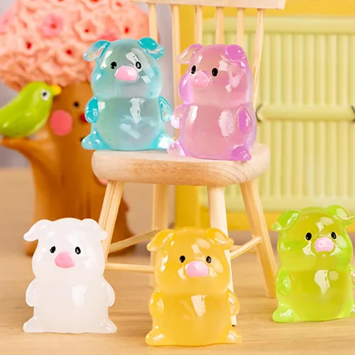 Vista 8 de Exasinine 30 figuras de cerdito en miniatura luminosas y pequeñas estatuas de cerdito para decoración de pasteles, manualidades, decoración