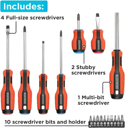 Vista 2 de BLACK+DECKER Juego de destornilladores magnéticos, 17 piezas (BDHT65003)
