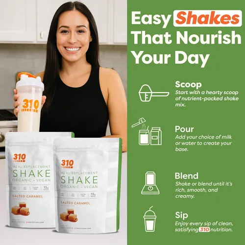 Vista 7 de 310 Nutrition - Batido de origen vegetal en polvo, orgánico y vegano, reemplazo de comidas, sin gluten, lácteos y soja, apto para dieta keto