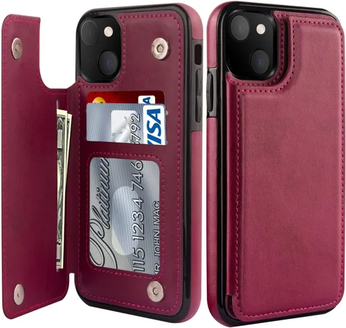Vista 63 de LETO para iPhone 15 Pro Funda tipo cartera - Tapa tipo folio con patada - Diseños de moda - Tarjetero - Funda protectora para mujeres y niñas - 6.1