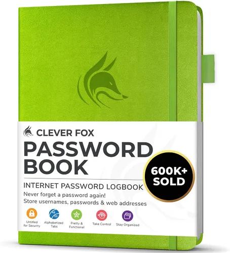 Vista 7 de Clever Fox Libro de contraseñas con pestañas alfabéticas, 4"x5.5" Keeper
