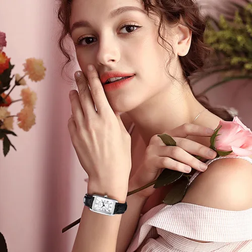 Vista 4 de Avaner Relojes de cuero cuadrados para mujer reloj de pulsera con correa de cuero elegante analógico de cuarzo para mujer