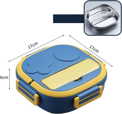 Vista 2 de TOPINCN Lonchera dividida de gran capacidad con material de acero inoxidable, contenedor de alimentos con múltiples compartimentos para el hogar al