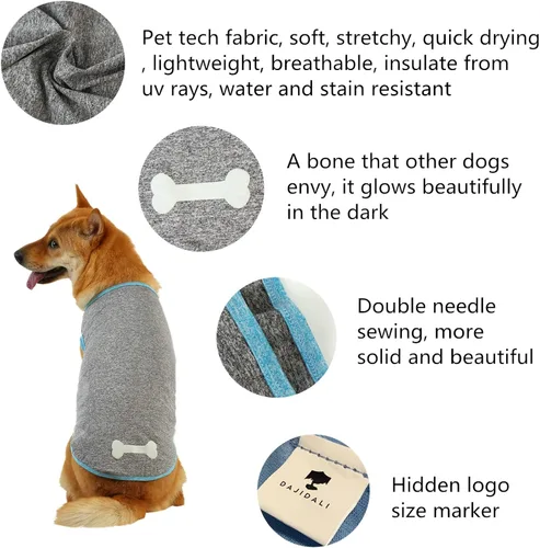 Vista 2 de Camisa para perros y gatos en tela tecnológica con estampado luminoso, ropa para mascotas para perros grandes, medianos y pequeños, paquete de 2